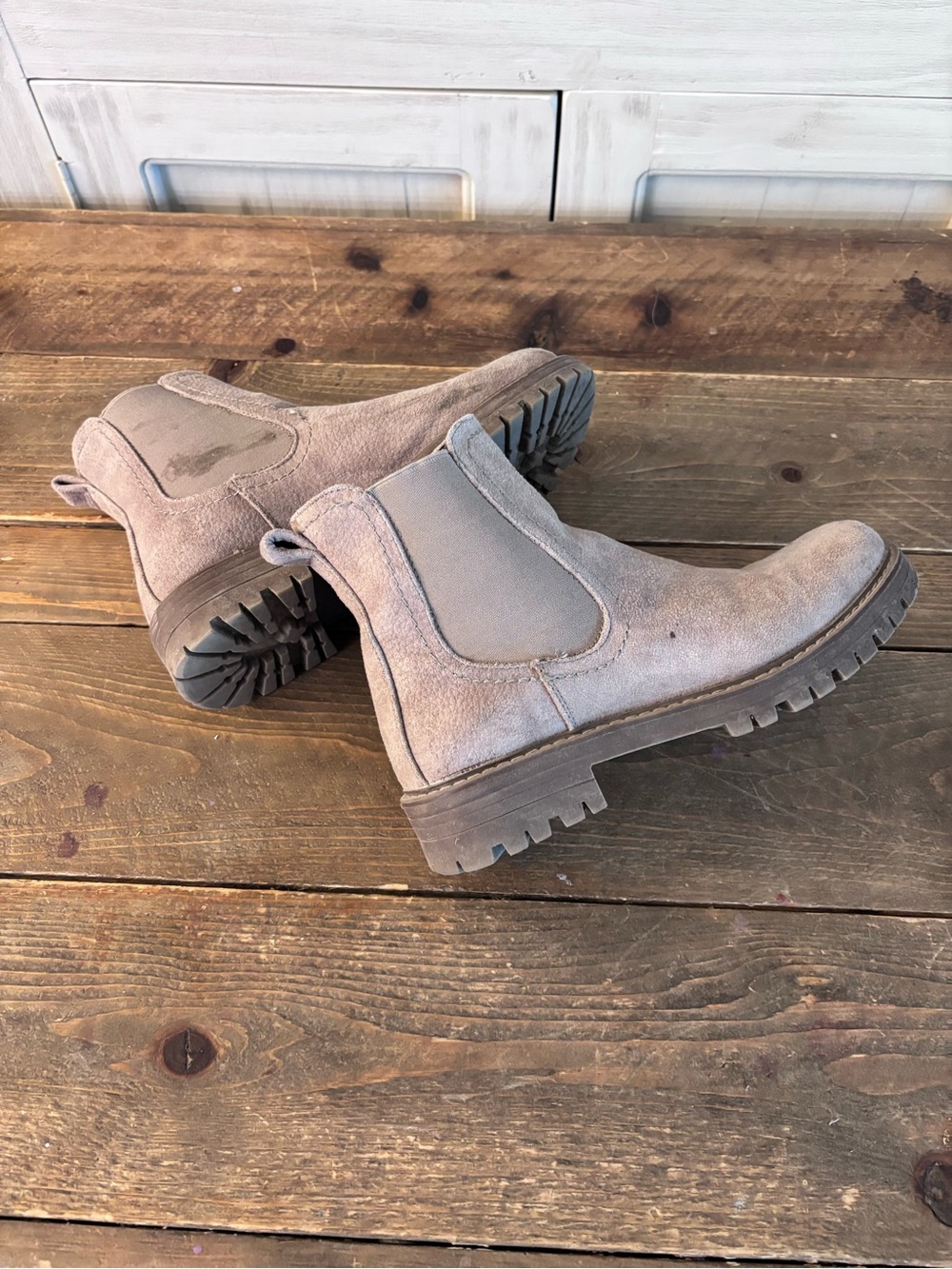 Maurices Taupe Suede Chelsea Ankle Boots